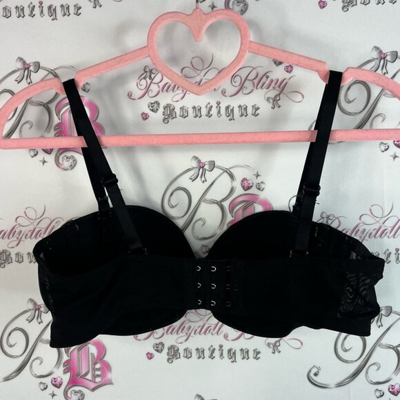 Bra polka dot mesh detail light pink Elegant Black and Cream Polka Dot Bra - Picture 2 of 9